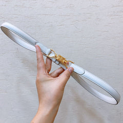 Hook & Loop 20mm TRIOMPHE Logo Square Adjustable Belt White Calfskin Ghw