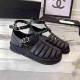 cc medium roman sandals black lambskin