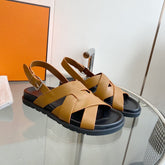 Genius Sandal Slingback Light Brown Calfskin Leather