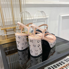 SANDALS leather satin pink