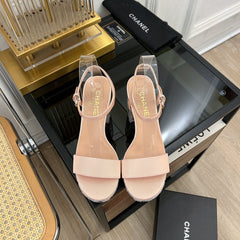SANDALS leather satin pink