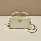 MINI HAND BAG 11 WITH GOLD STRAP IN WHITE PATENT CALFSKIN