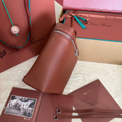 EXTRA POCKET BACKPACK L23.5 IN BRONZE BROWN CALFSKIN WITH SILVER HARDWARE