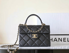 CHANEL 25S FLAP BAG 21 CM IN BLACK LAMBSKIN WITH GOLD HARDWARE