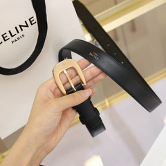 CL MEDIUM 25 MM MARCO BELT WITH STRASS IN BLACK CALFSKIN GOLD HARDWARE