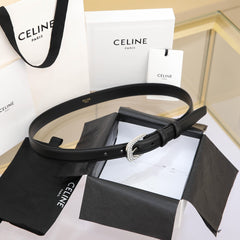 CL MEDIUM 25 MM MARCO BELT WITH STRASS IN BLACK CALFSKIN SILVER HARDWARE