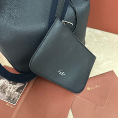 LARGE 36 BALE BAG IN BLACK GRAINED CALFSKIN