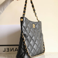 CHANEL 25S TOTE 30 CM IN BLACK LAMBSKIN WITH GOLD HARDWARE