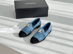 LOAFERS IN CERULEAN BLUE MIX BLACK SUEDE