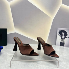 SL GOLDIE MULES BROWN SATIN