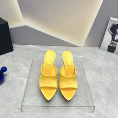 SL GOLDIE MULES LEMON SATIN