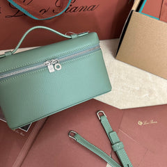 EXTRA POCKET L19 IN TEAL GREEN CALFSKIN WITH SILVER HARDWARE