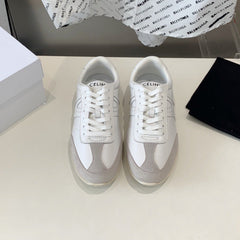 JOGGER LOW LACE-UP SNEAKER IN CALFSKIN & SUEDE CALFSKIN OPTIC WHITE/GREY