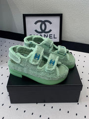 DAD SANDALS PLATFORM IN MINT GREEN FUR