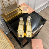 Sandal Ballet Metallic Gold Color Sheepskin