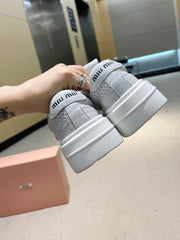 Sneakers Thick-soled Light Gray Cowhide