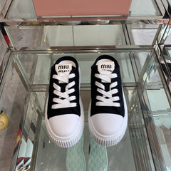 Mule Shoes Black And White Canvas