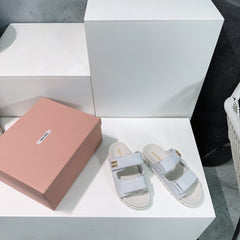 Slippers White Sheepskin With Stylized Straps