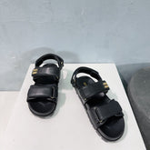 Sandals Black Sheepskin With Stylized Straps