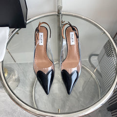 ALAIA HIGH 6 CM SLINGBACK IN BLACK PATENT CALFSKIN AND FILM