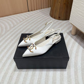 CC SLINGBACKS WHITE SATIN AND LAMBSKIN