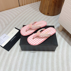 CC WOVEN FLIP FLOP WHITE MIX PINK SHEEPSKIN