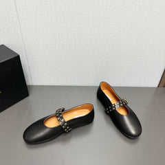 ALAIA MARY JANE SHOES IN BLACK LAMBSKIN SILVER HARDWARE