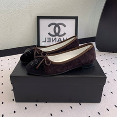 BALLET FLAT DARK BROWN MIX BLACK VELVET