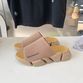 SPEED 2.0 SLIDE SANDAL IN BEIGE RECYCLED KNIT