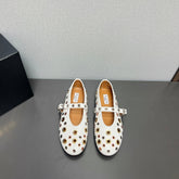 ALAIA MARY JANE SHOES IN WHITE LAMBSKIN GOLD MIX SILVER HARDWARE
