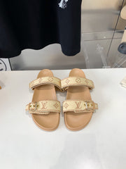LV WOMEN SUNSET DAD SANDAL IN BEIGE MONOGRAM FABRIC MULE