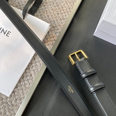 BELT 25MM IN BLACK REVERSIBLE ITALIAN CALFSKIN WITH VINTAGE GOLD BUCKLE