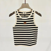 Celin Black Beige Stripe Tank Top