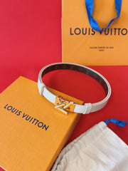 LV GO-14 20MM BELT IN WHITE CALFSKIN GOLD HARDWARE