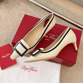 VIV’ CANARD PUMPS IN OFF WHITE SHINY CALFSKIN