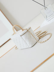 CHANEL 25S MINI VANITY BAG 16 CM IN WHITE LAMBSKIN WITH CRYSTAL-EMBELLISHED CC LOGO