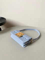 MEDIUM FLAP BAG 22 IN BABY BLUE QUILTED ALLOVER CALFSKIN