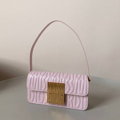 MEDIUM FLAP BAG 22 IN BABY PINK QUILTED ALLOVER CALFSKIN