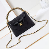 HOBO BAG 18 IN BLACK SOFT LAMBSKIN GOLD CHAIN