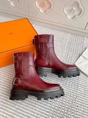 JAIME ANKLE BOOT IN BURGUNDY RED CALFSKIN