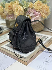 SMALL CARO BACKPACK 20 IN BLACK MACROCANNAGE LAMBSKIN
