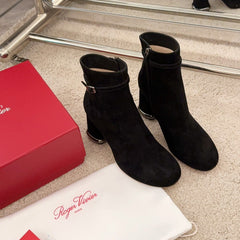 VIV' PODIUM BOOTIES IN BLACK SUEDE