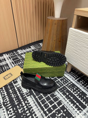 GG LOAFER WITH WEB IN BLACK CALFSKIN