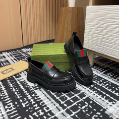 GG LOAFER WITH WEB IN BLACK CALFSKIN