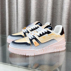 LV TRAINER SNEAKERS IN LIGHT ORANGE OMBRE MIX COLORFUL CALFSKIN