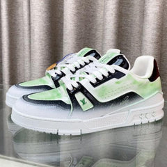LV TRAINER SNEAKERS IN LIGHT GREEN OMBRE MIX COLORFUL CALFSKIN