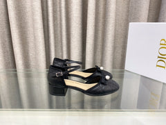 PEARL MARY JANE PUMP IN BLACK LAMBSKIN 30 MM