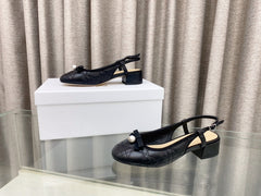 PEARL MARY JANE SLINGBACKS IN BLACK LAMBSKIN 30 MM