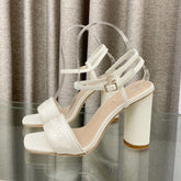 DWAY HIGH HEEL EMBROIDERED SANDAL WHITE CALFSKIN 95 MM