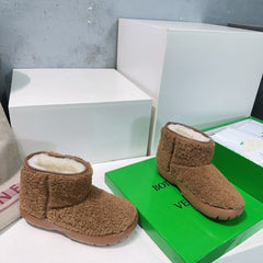 MINI ANKLE BOOT IN CHOCOLATE BROWN SHEARLING WITH ULTRA LIGHTWEIGHT RUBBER OUTSOLE